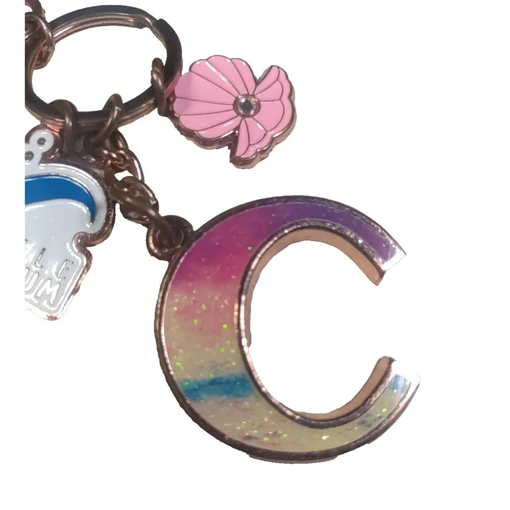 Seattle Aquarium Souvenir Keychain Rose Gold Color Pink Rhinestone Purse Clip
